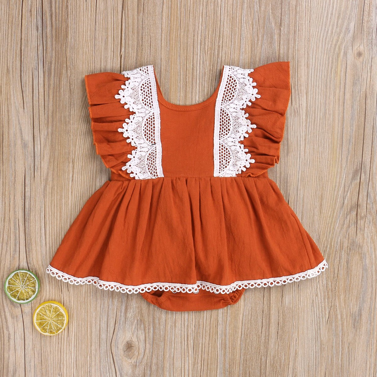 Focusnorm Herfst Mooie Baby Meisjes Jongens Romper Jurk Kant Solid Ruches Backless Jumpsuits 0-18M 2 Stijl