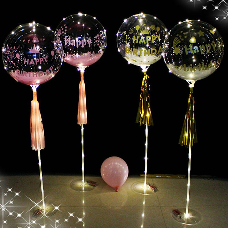 1pc adesivi per feste di buon compleanno per palloncini trasparenti trasparenti Bobo palloncini lettere decalcomanie forniture per feste di compleanno