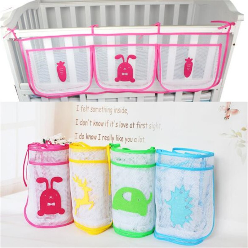 Crib Three Grid Storage Bag Large Capacity Bags Cartoon Daily Necessities Storage Bags Bedside Hanging Bags