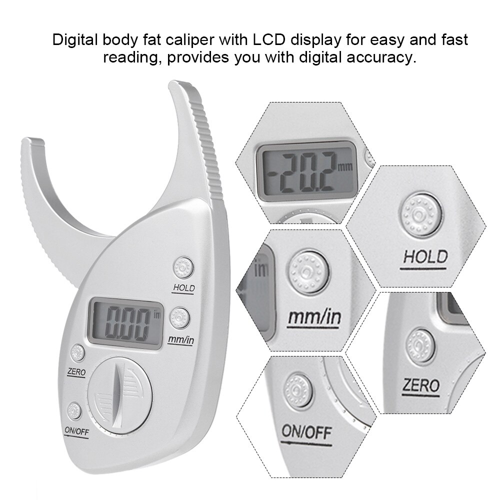 Digital Body Fat Caliper Monitors Skinfold Caliper LCD Display Skin Muscle Body Fat Tester Analyzer Electronic Fat Measure