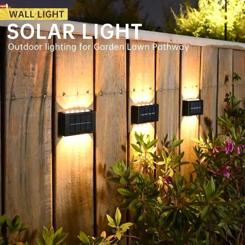 Outdoor Solar LED-wandlampen Waterdichte Led Solar Lamp Op en neer Lichtgevende verlichting voor tuin Balkon Yard Street Decor Lampen