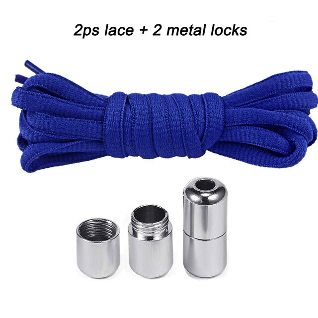 Elastische Geen Tie Schoenveters Ronde Metalen Lock Veters Voor Kinderen En Volwassen Sneakers Quick Schoenveters Halve Cirkel Shoestrings: Blauw
