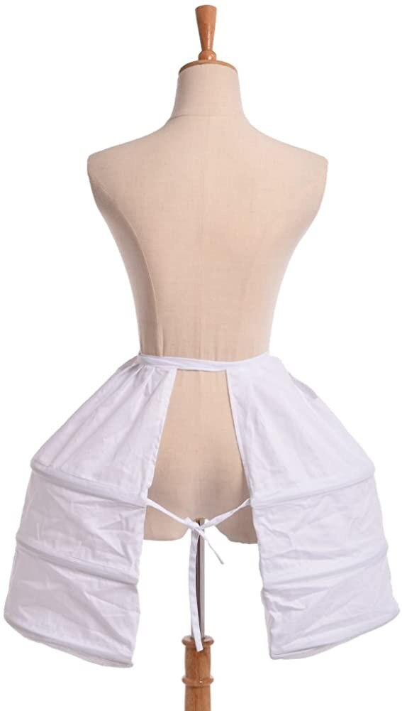 Blessume Victorian Dress Double Pannier Petticoat, White, One size