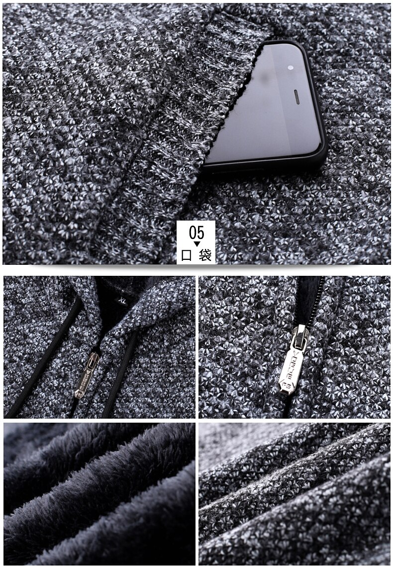 Herfst heren dikke warme gebreide trui effen lange mouw coltrui truien rits wol fleece winterjas comfortabele kleding