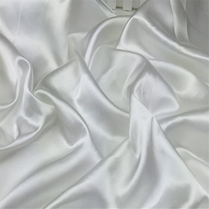 Shiny Polyester White Satin Fabric Roll for Wedding Dress Decoration