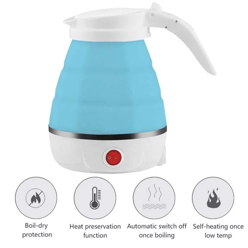 0.6L składane woreczki podróżne spożywczy silikonowy składany przenośny czajnik wodny składany czajnik elektryczny na zewnątrz kempingu