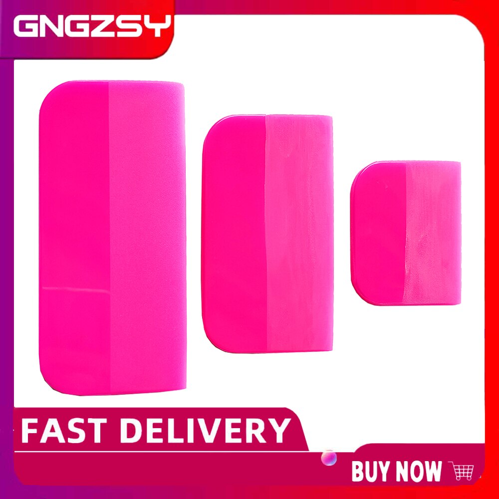 6.5/10/12cm 5.5/7.5cm Width Pink Scraper Soft Rubber Car Window Squeegee Tint Tools Glass Water Wiper Vinyl Wrap Blade B72 B77