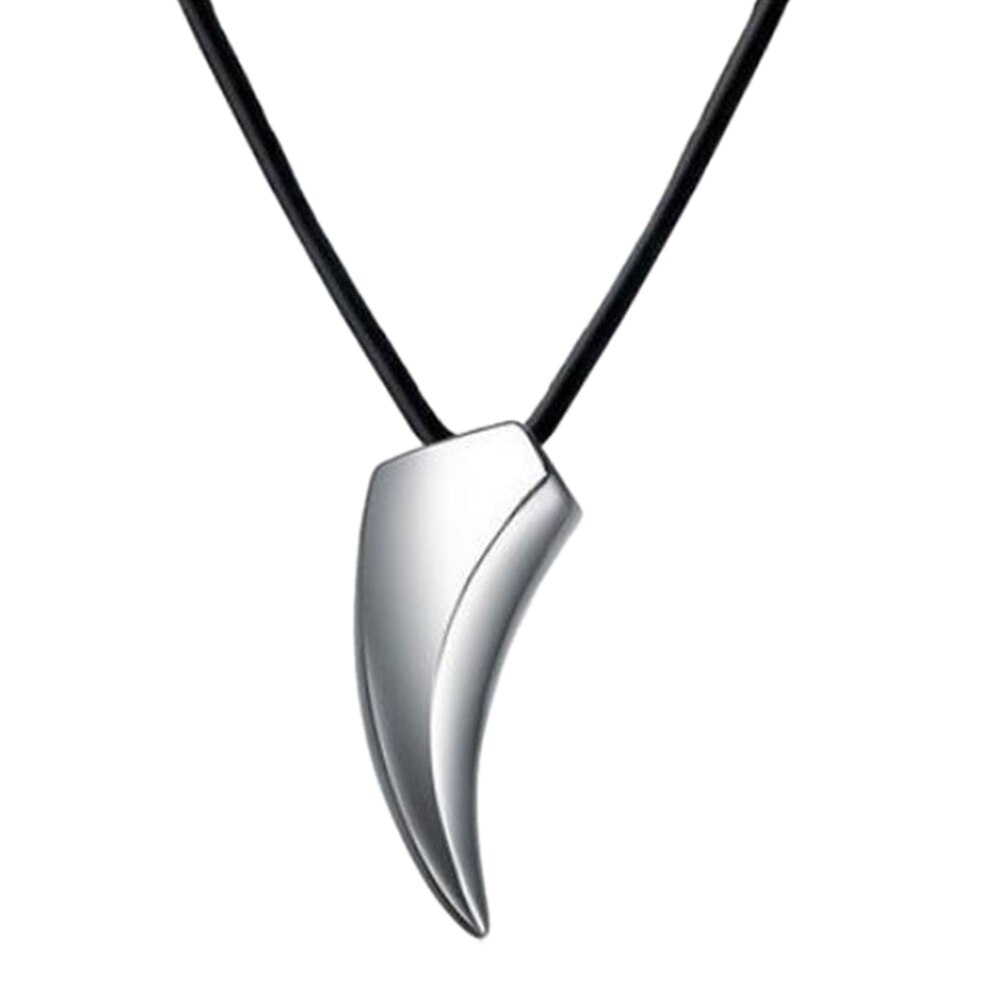 Luxury Men's Animal Pendant Necklace Stainless Steel Wolf Tooth Pendant Necklaces Leather Chain Pendant Necklace MEN