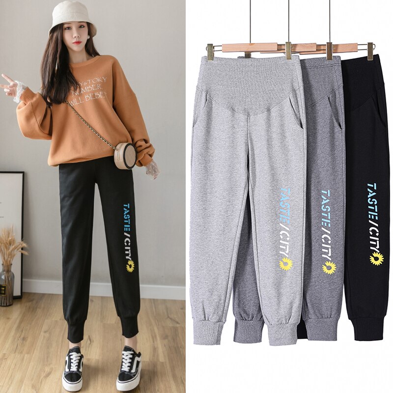 5132# Maternity Pants Summer High Waist Casual Pants Loose Comfy Belly Support Pants Elastic Waist Maternity Trousers