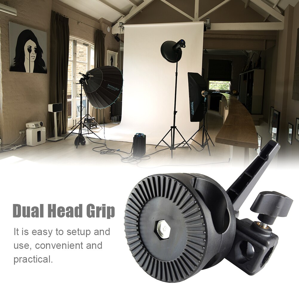 Reflector Multifunction Dual Head Grip Swivel Clamp Practical Reinforced Nylon For Photography Studio Easy Install