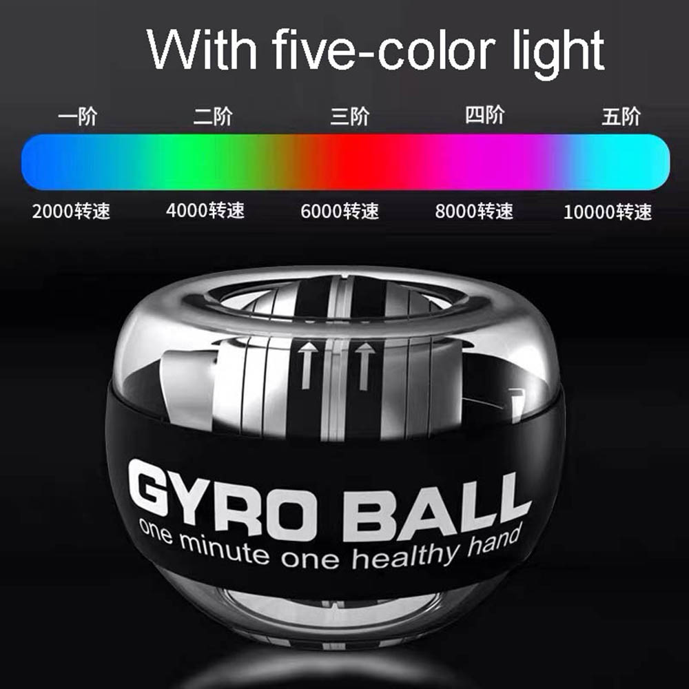 LED gyroscopique Powerball Autostart gamme Gyro puissance poignet balle avec compteur bras main Force musculaire formateur équipement de Fitness: With 5-color light