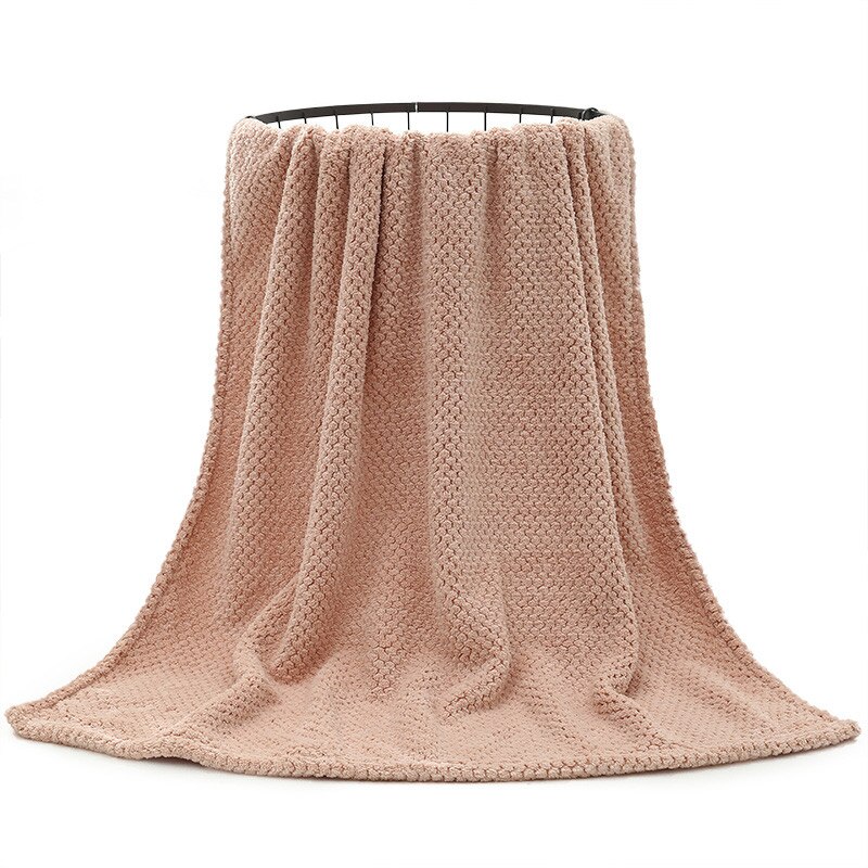 Giantex 90 x 180 full kropp badehåndkle mikrofiber voksen Strand badehåndkle rutete jacquard korall fleece absorberende badehåndkle: Rosa
