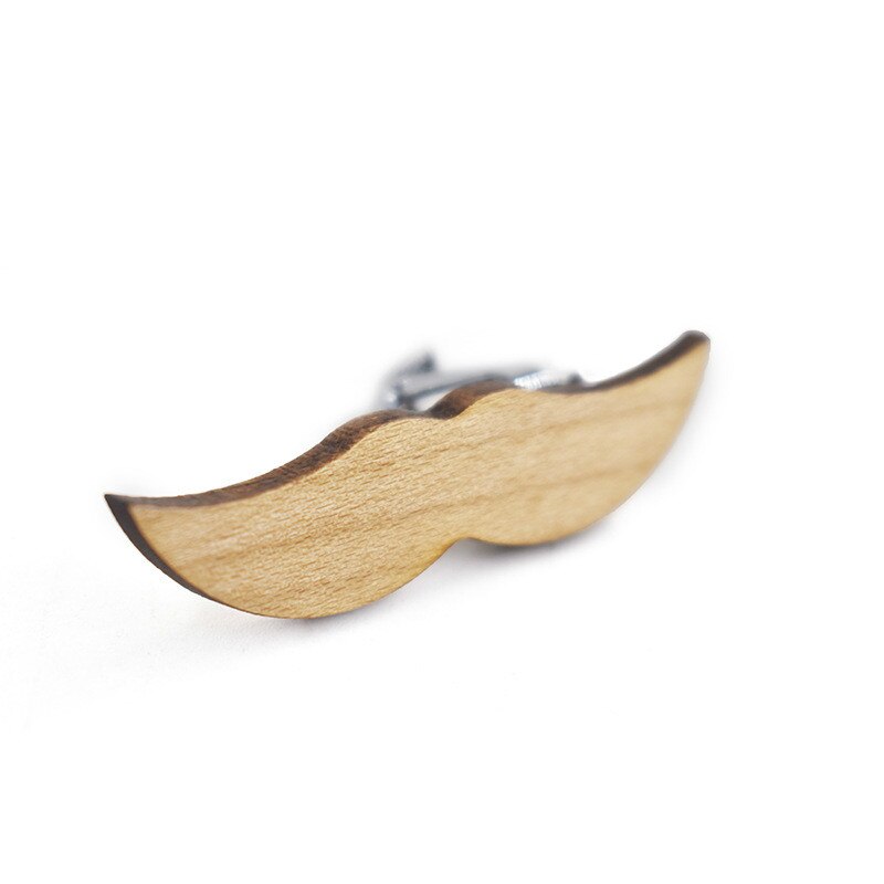 Pince à cravate moustache en bois, tout , , motif de personnalité imprimé, alliage