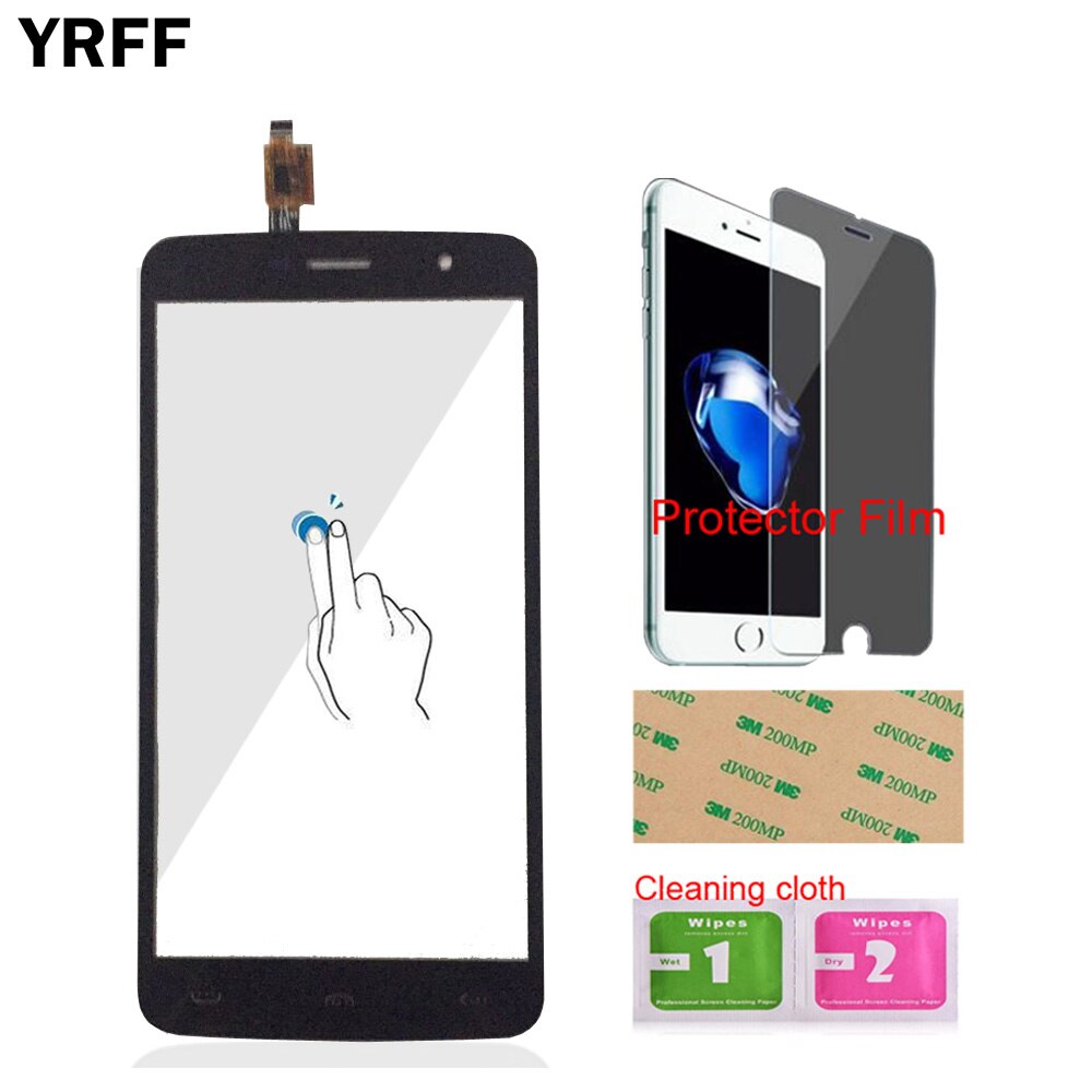 YRFF 5.5 ''Painel de Toque de Celular Para HOMTOM HT17 Frontal Da Tela de Toque Do Painel de Vidro Digitador Sensor de Ferramentas Filme Protetor Adesivo