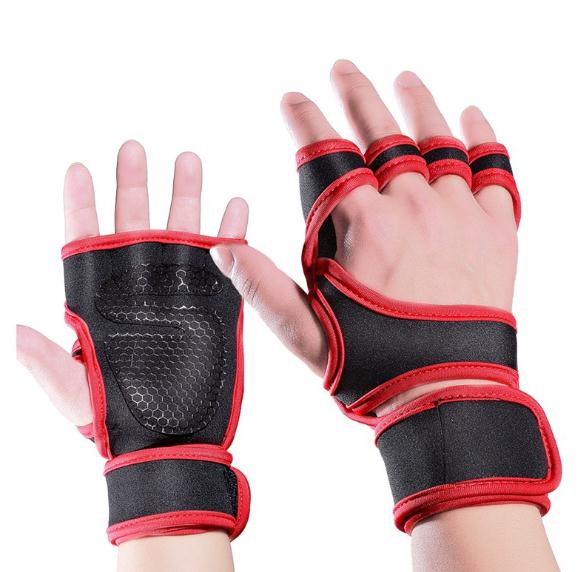 Gewichtheffen Handschoenen Sport Kyncilor A0059 Unisex Half Vinger Onder Druk antislip Handschoenen Gym Fietsen Golves: Rood / M