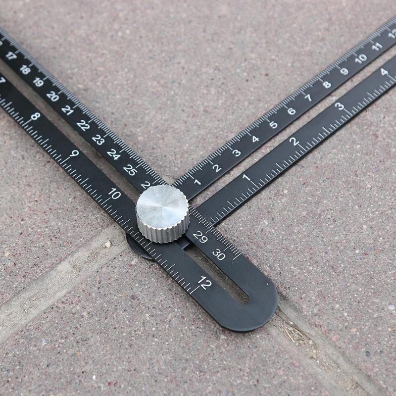 Linealer 4 foldeglas keramiske fliser hul locator multi skabelon måleværktøj vinkel lineal med boreguide træbearbejdningsmålere
