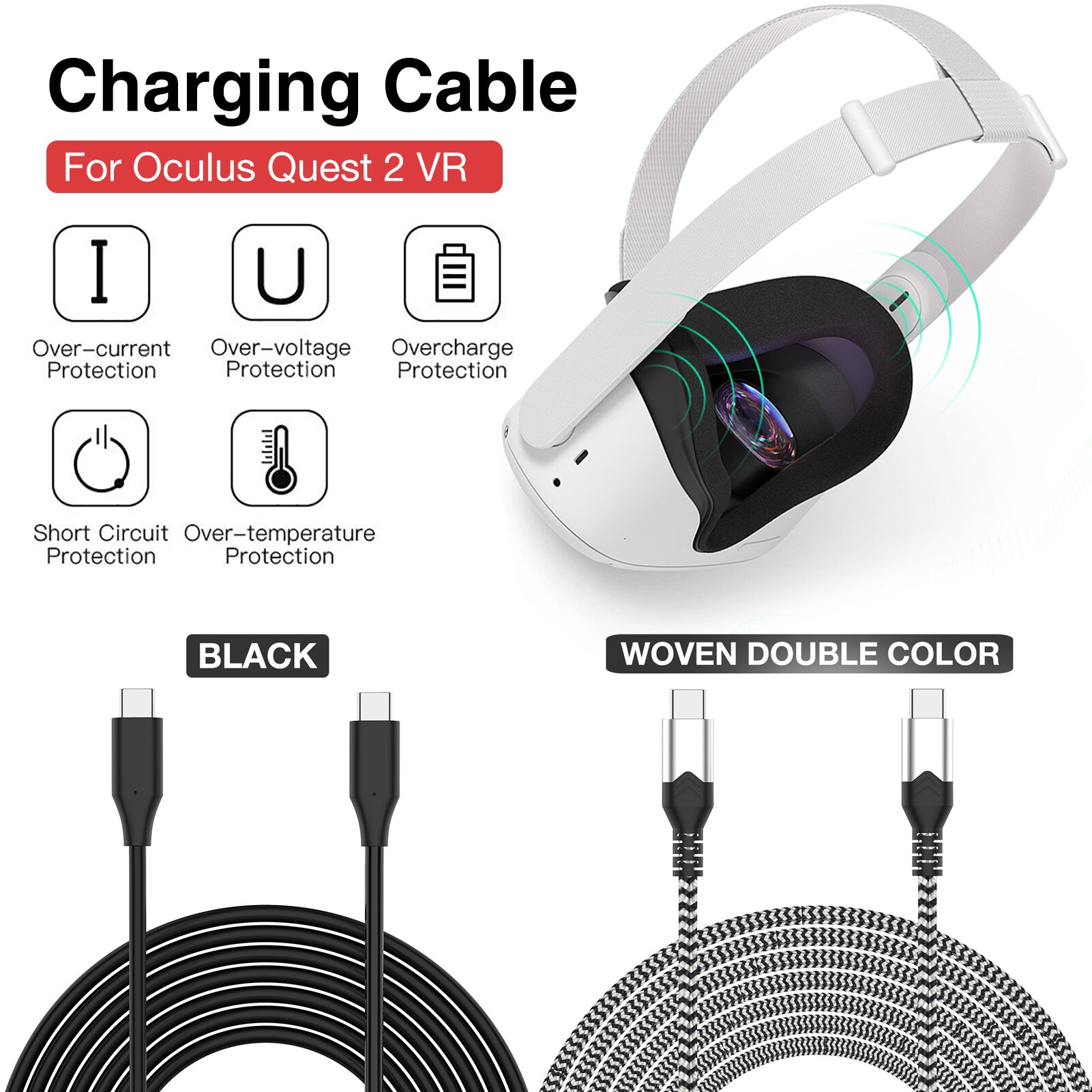 Linha de dados 5m, para oculus quest 2 link, headset usb 3.0 tipo c, cabo de carregamento de dados tipo-c para embutido, acessórios vr