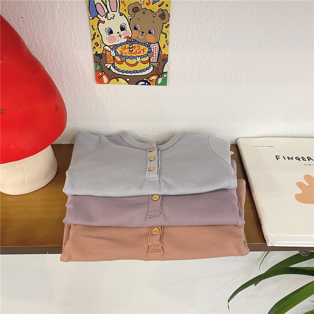 Baby Jongens Meisjes Lange Mouw T Shirts Solid Tops Lente Herfst Kinderen Sweatshirt Jongens Meisjes Katoenen T-shirt Kleding