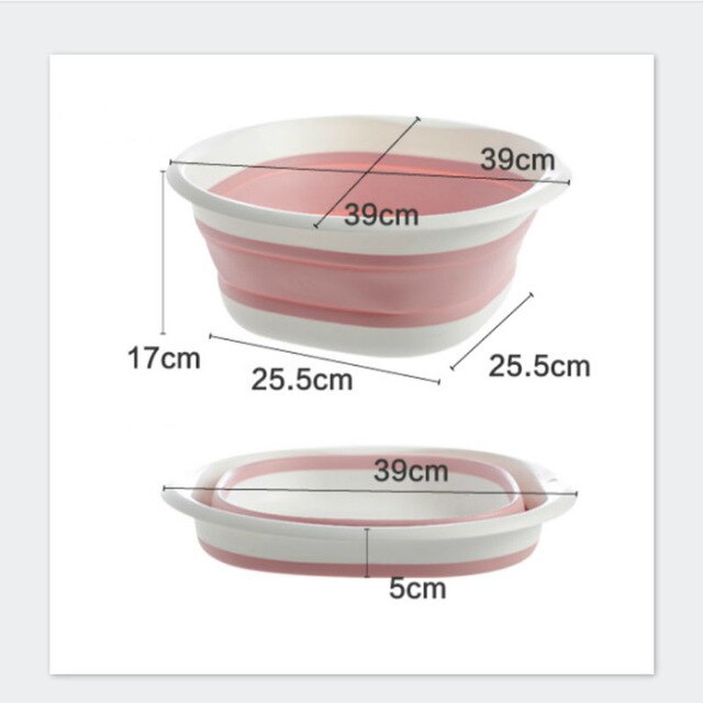 Lavabos portables baignoire pliante en plastique bassins pliants salle de bain accessoires de cuisine voyage lavabo pliant: Pink-L