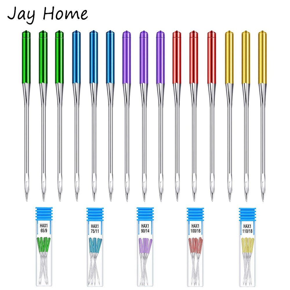 15 Uds agujas para máquina de coser 65/9 75/11 90/14 100/16 110/18 agujas universales para máquina de punto Regular para bordado de costura DIY