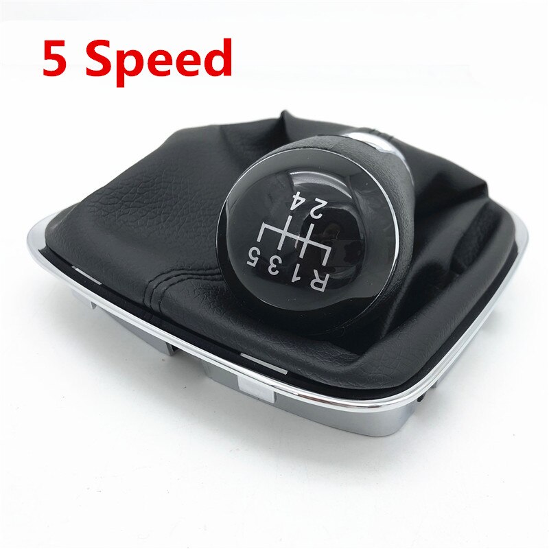 For VW Volkswagen Polo 6C 5/6 Speed Gear Gear Lever Stick Shift Knob With Leather Boot Car Styling: 5 Speed