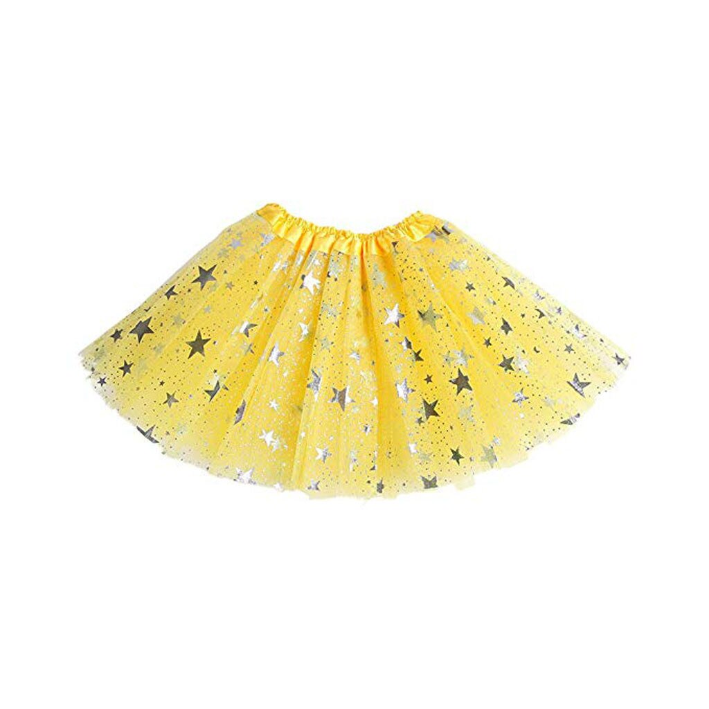 Mimi paillettes bébé filles jupe enfant en bas âge enfants Tulle princesse jupe étoiles imprimer couleur unie Tutu jupe Costume jupe décontractée: H