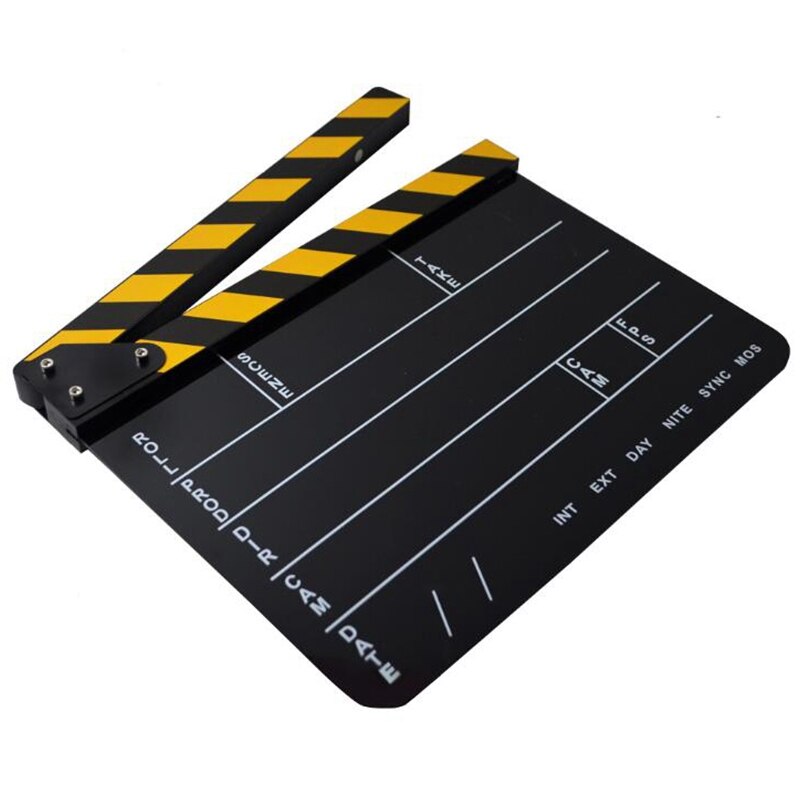 Dry Erase Acrylic Director Film Clapboard Movie TV Cut Action Scene Clapper Board Slate-Black
