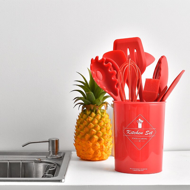 Silicone Kitchen Utensils Set Non-Stick Silicone Spatula Kitchen Tools Kitchen Gadget Sets Cooking Items With Storage Box