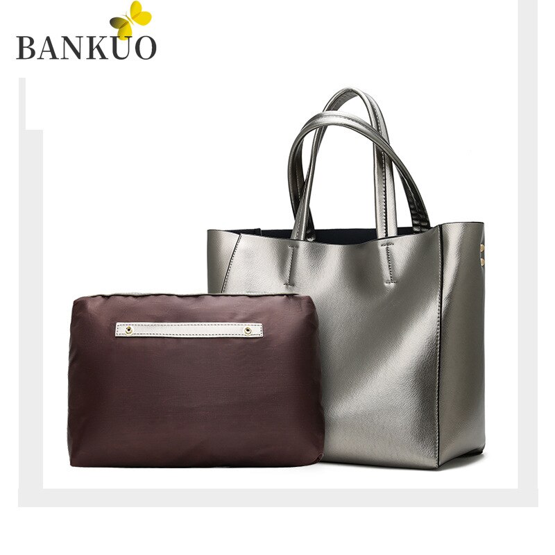 BANKUO Womens Bag Premium PU Lychee Pattern Composite Bag Large Capacity Simple Vintagetote Bags Forwomen Female Bag Z383