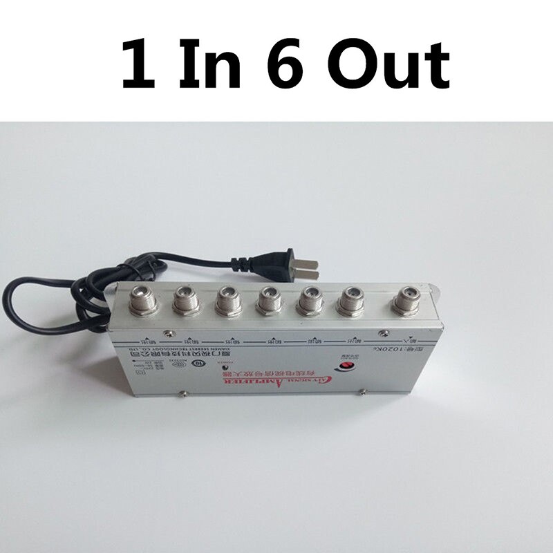 1 in 6 out CATV Cable TV Antennas Signal Amplifier AMP Antenna Signal Booster Splitter Home TV Equipments 220V 50-60Hz US Plug
