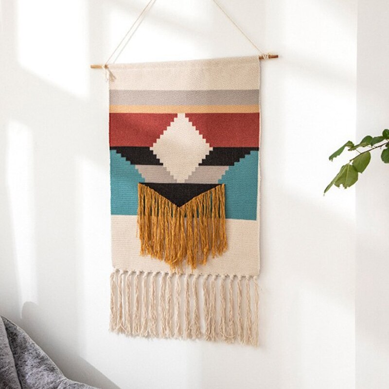 Macrame tapiz tejido a mano tapiz musulmán de borla de Bohemia tapices para colgar en la pared Marruecos Boho apartamento Decoración de casa