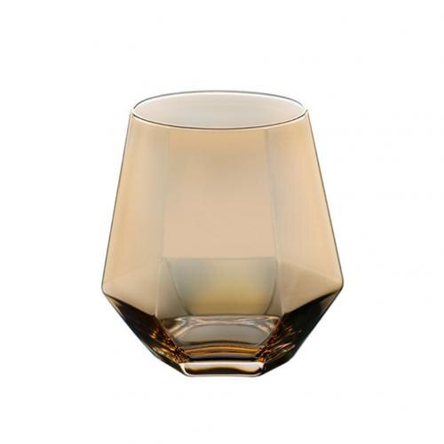 300ml Diamond Shape Glass Cup Bar Restaurant Water Whisky Cocktail Coffee Mug Beer Wine Cup BottleMilk Coffee Cups Juice Mug: Amber Flat Bottom