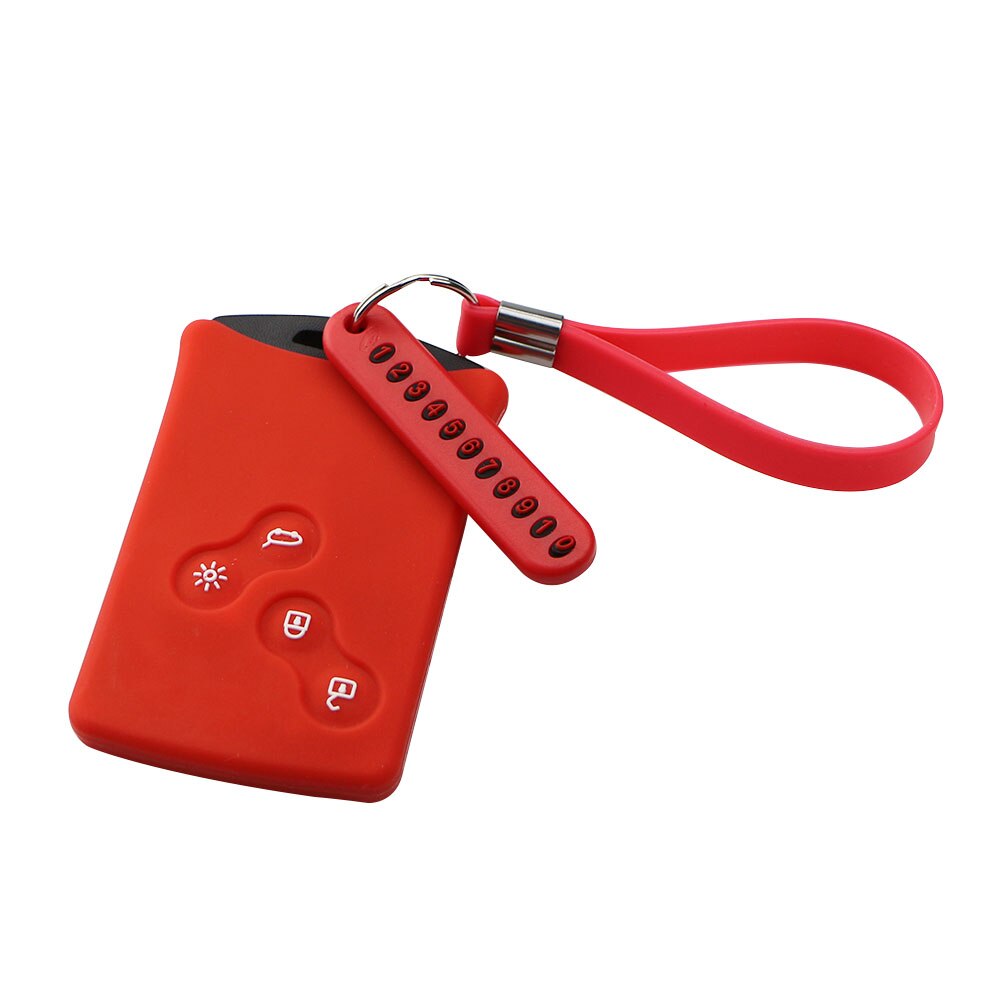 Silicone Key Cover Case Car Key Chain Phone Number Keychain for Renault Duster Sandero Captur Twingo Clio Megane Scenic Koleos: Red