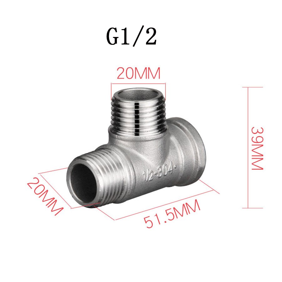 1/2" 3/4" 1 BSP Thread Tee Elbow Docking Hex Nipple Threaded Reducer Pipe Fitting 304 Stainless Steel: Gold