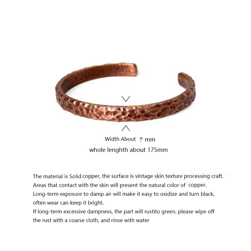De cobre sólido martillado pulsera de Metal rústico perro desmontable Punk gemelos Unisex brazalete Viking joyería hecha a mano para hombres y mujeres