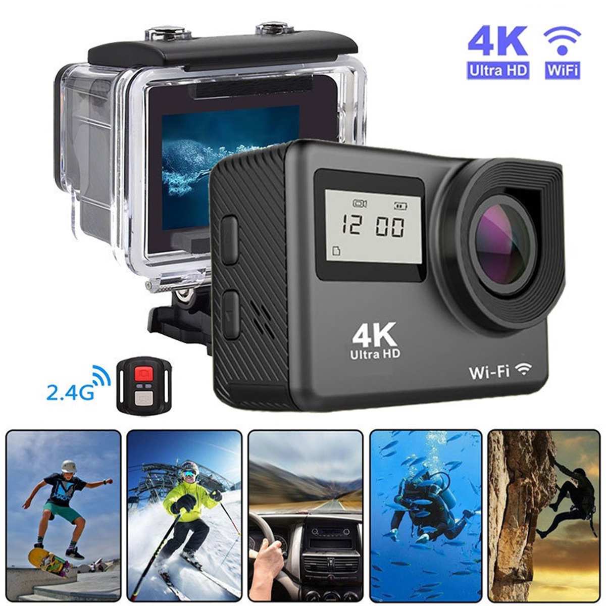 Aktion Kamera 12MP Ultra HD 4K WiFi Fernbedienung Sport Video Aufnahme Camcorder DVR DV gehen Wasserdicht Profi Mini Helm Kamera