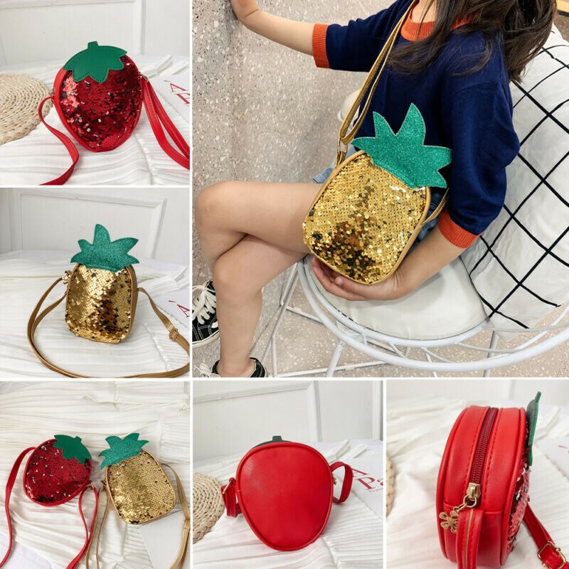 Meisjes Bling Lovertjes Handtas Vruchten Vorm Mini Schoudertas Messenger Bags Crossbody Tas