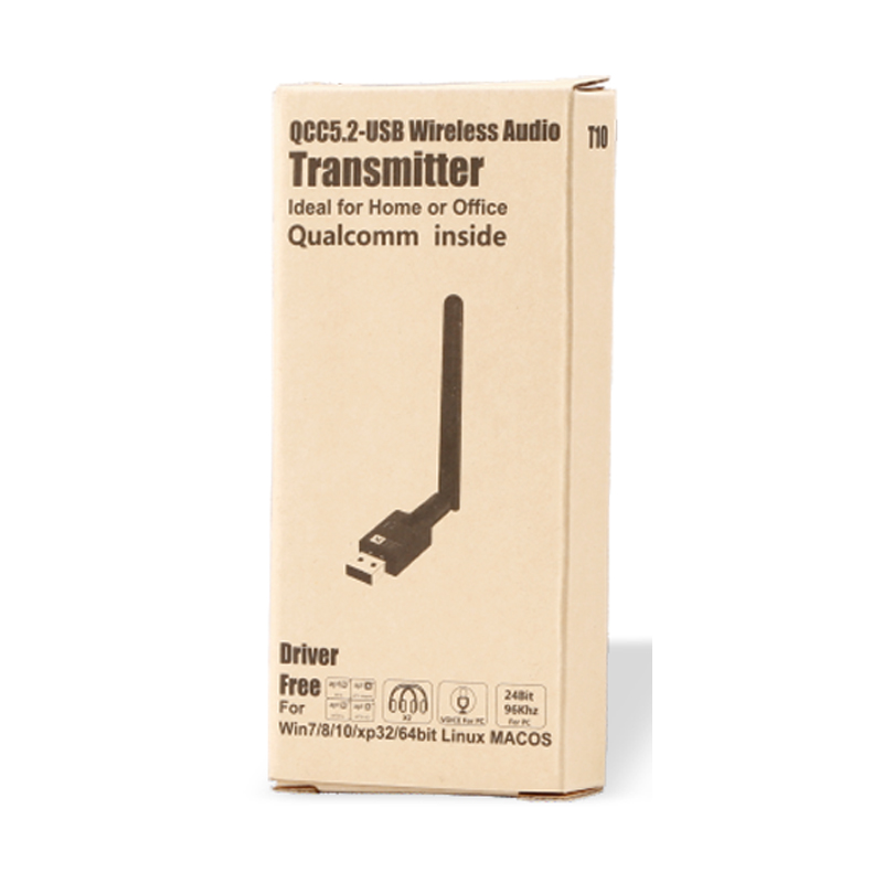 USB BT 5.2 Adapter Black , USB Wireless Audio BT Transmitter Receiver Support Win7/8/10/xp32/64bit Linux MACOS: Default Title