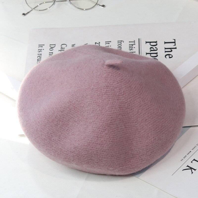 Japanse Herfst Winter Koreaanse Mode Wol Baret Vrouwen Hoed Retro Wollen Schilder Hoed Britse Art Bud Hoed Vrouwen barette Hoed: Lotus root Pink