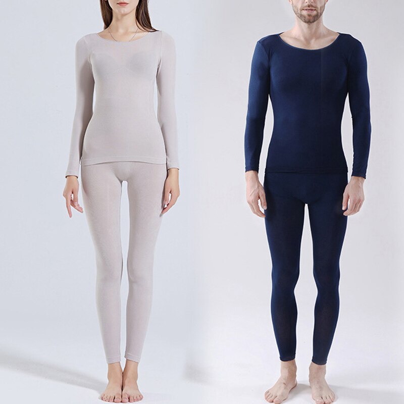 Men Women Self-Heating Thermal Underwear Set Tops + Trousers 37 Degrees Constant Temperature Soft Slim Elastic Thermal Underwear