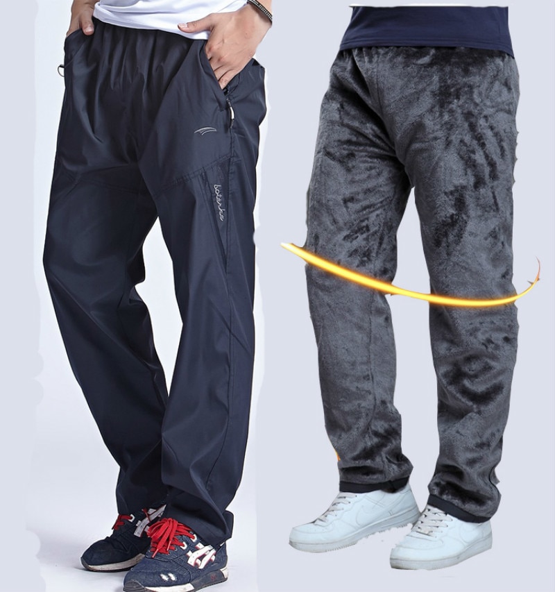 Männer der Winter Super warm Hosen Vlies Dicken Hosen Elastische Taille Samt Jogginghose Reißverschluss Wolle Hosen Außerhalb Jogger für männer