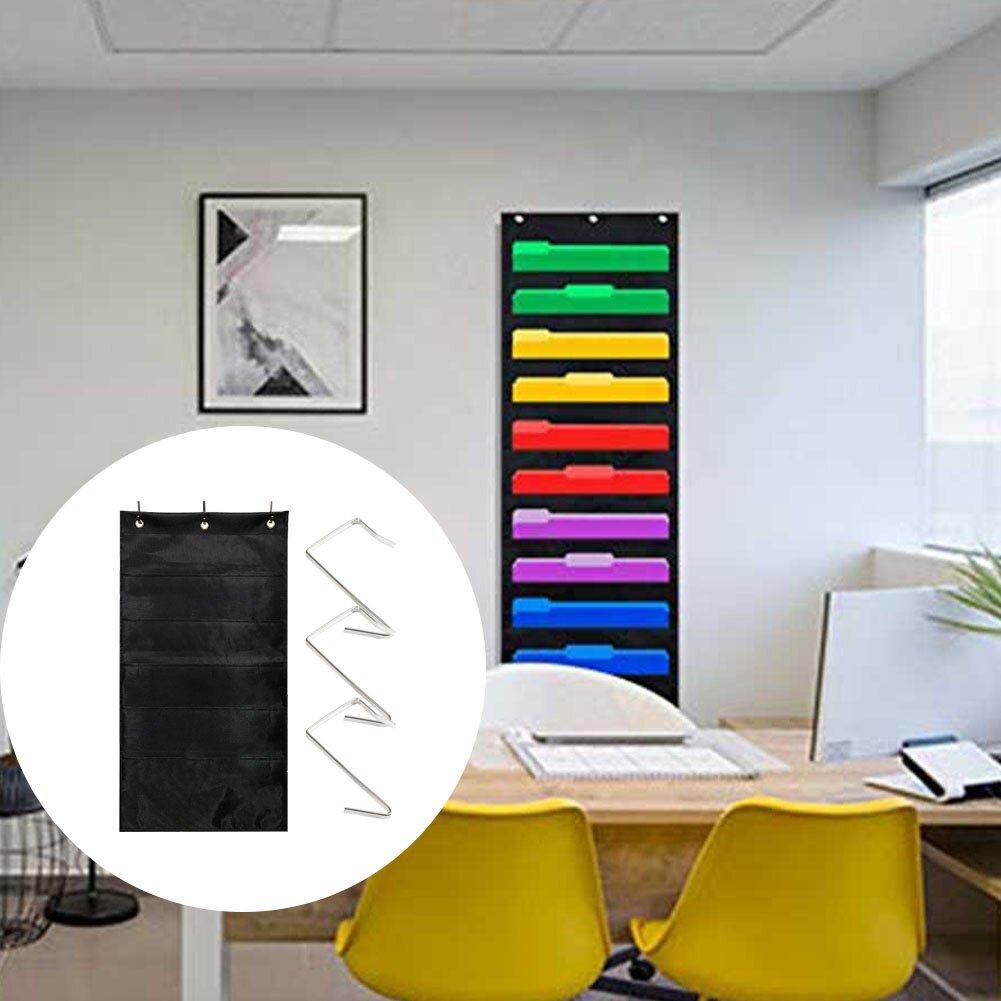 Home Storage Door File Folder School Organizer Portable Office Hanging Wall Mounted Oxford Cloth With Hooks Magazines Pockets