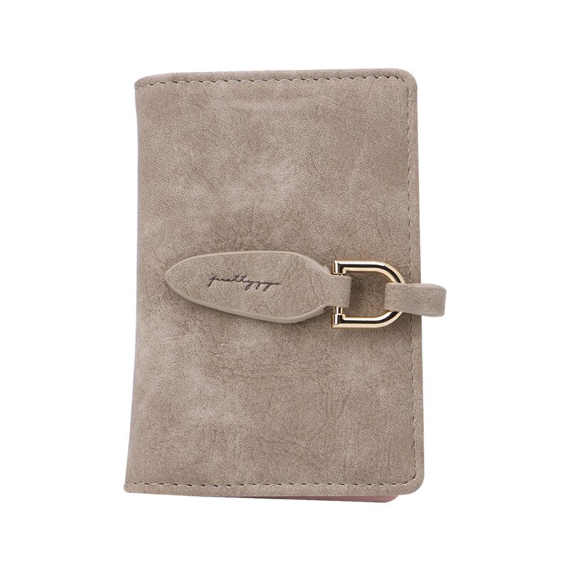 Women Lady Credit Card Holder Leaf PU Leather Wallet ID Holder Clutch Handbag: Khaki