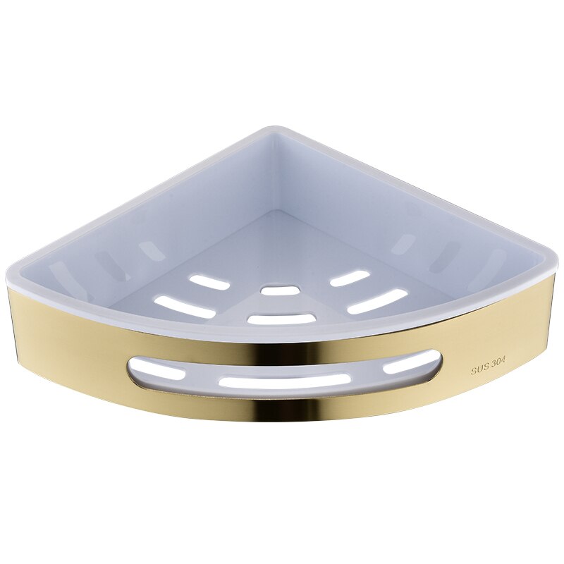 Triangle Towel Shower Storage Rack Black Corner Shelves Wall Mounted Stainless Steel Holder Bathroom Shelf Organizer: Triangle Gold