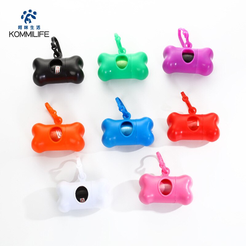 KOMMILIEF Plastic Dog Waste Bag Dispenser Pet Waste Poop Bag For Dogs Pet Waste Bags Storage Container With A Roll Garbage Bag