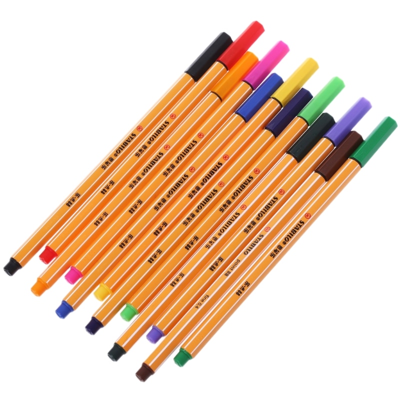 12 Stuks Gekleurde Pen Set Stabilo Viltstift Briefpapier Kantoor Schoolbenodigdheden