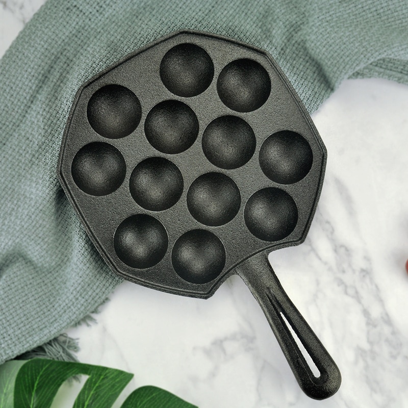 Hole Cast Iron Uncoated Nonstick Octopus Ball Takoyaki Maker Meatball Mold Cake Baking Pan Bakeware Tool BBQ Plate Cooking Pot