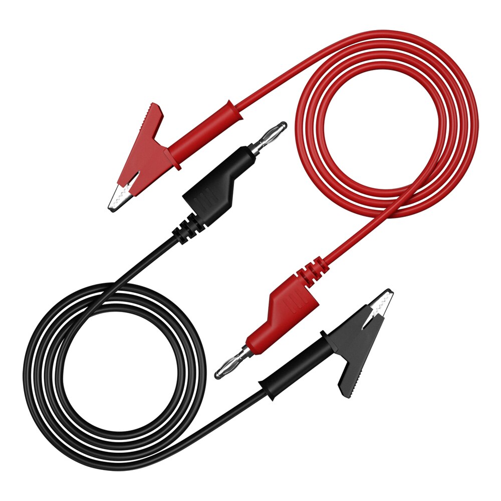 JZDZ 2 stuks 4mm Banaanstekker naar Alligator Clip Multimeter Meetsnoeren Kabel Lijn Jumper Draad 1 m/3.3ft Rood Zwart