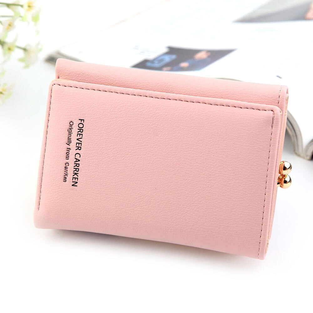 Cute Wallets Leather Women Wallets Short Wallet Student Coin Purse Card Holder Ladies Clutch Bag Small Deer Female Purse: B-pink