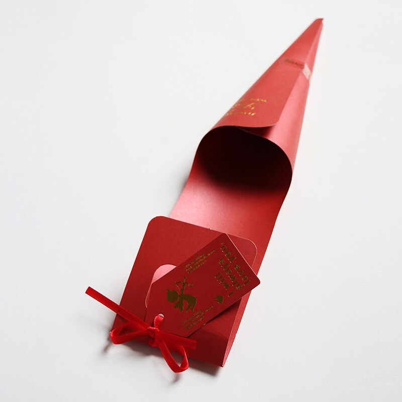 5pcs Single Rose Flower Wrapping box Bouquet Floral Packaging Material Handmade DIY Flower Boxes with Ribbons and Cards: red